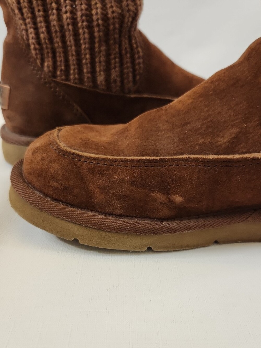 Ugg Women’s Brown Knit Shearling-Trim Winter Boots - Picture 5 of 10